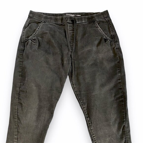 Levi Strauss Women Signature Skinny Joggers Black Jean Stretch Size Lg Split Hem - Picture 3 of 12